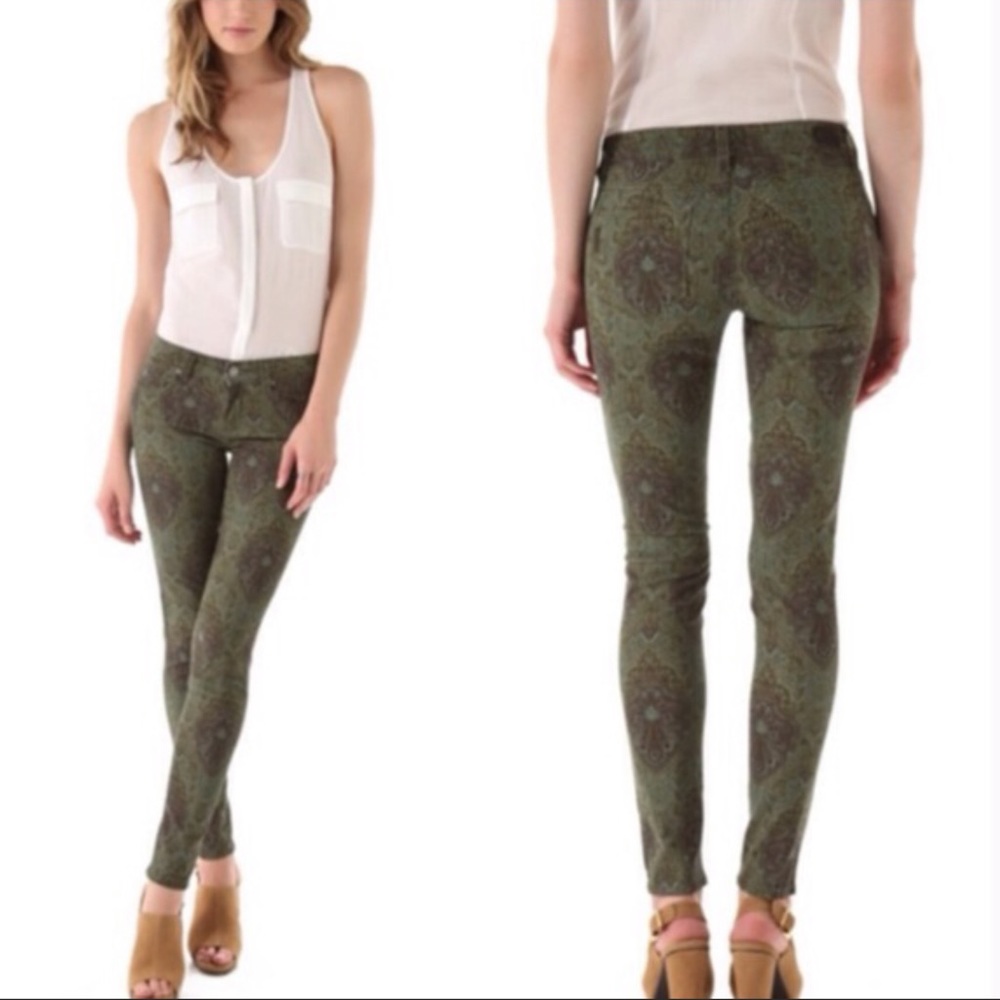 PAIGE verdugo ultra skinny green paisley jeans 25